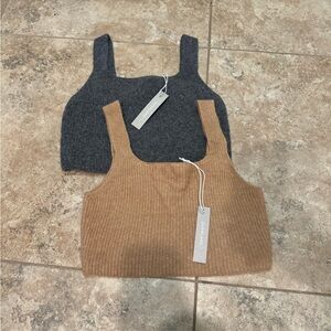 (2) Everlane The Cozy Stretch Tanks Size S Wool Blend Crop Preppy NWT